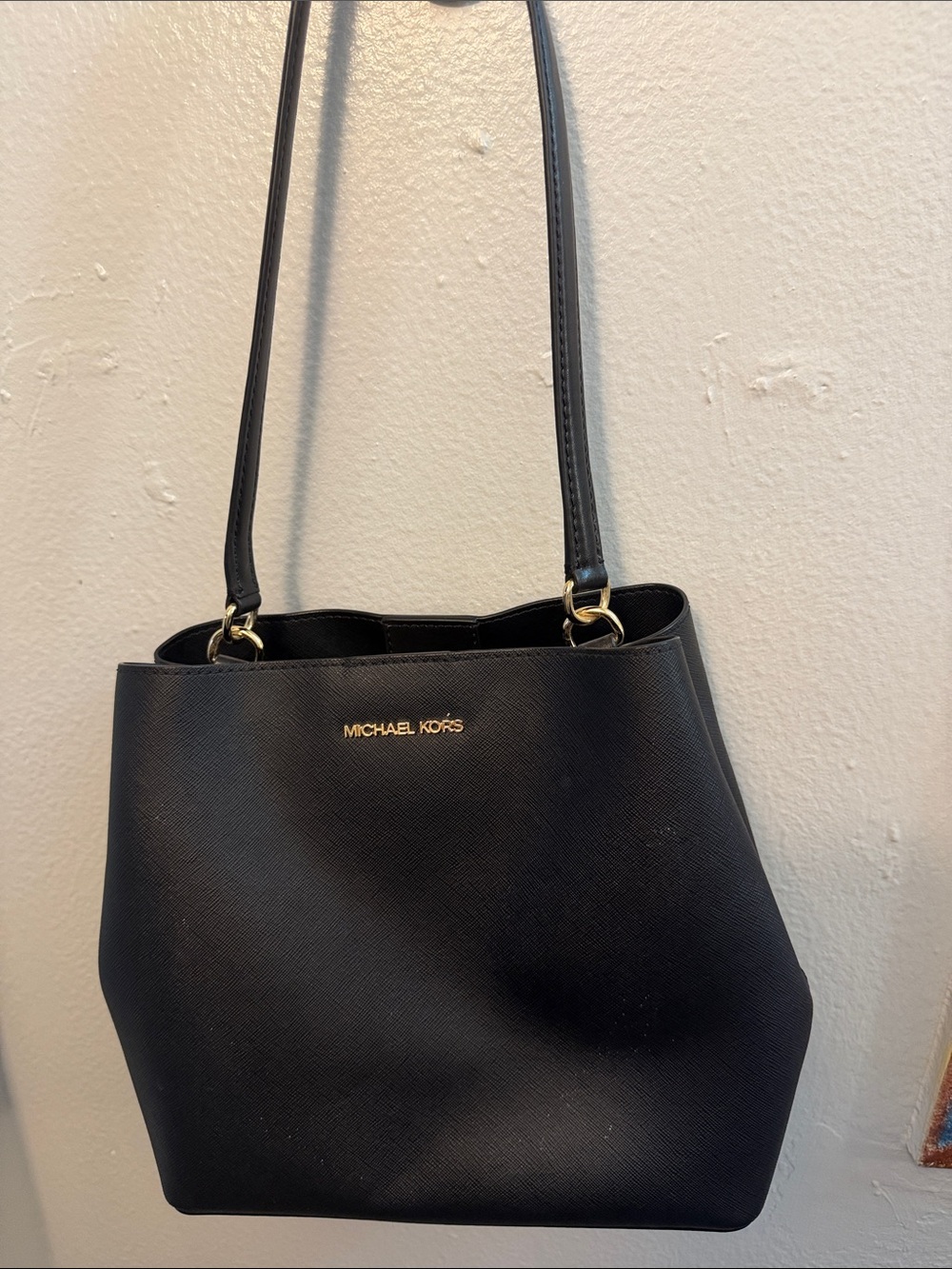 Michael Kors Black Hand Bag with Gold Hardware